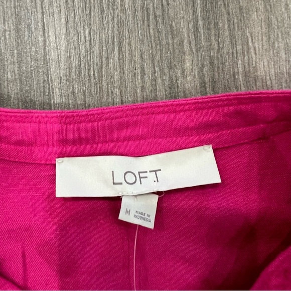 NWT Dark Pink Linen Blend Pleated Ruffle Swing Mini Dress Women’s Size M - Picture 3 of 8